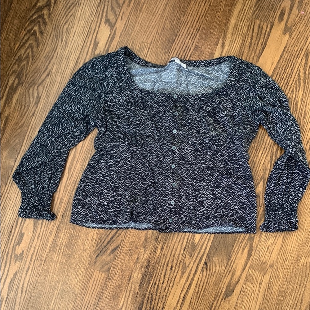 LOFT Women's Black Button-Up Top